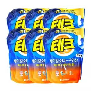 테크액체세제 드럼세탁기세제 드럼용 2L 6개