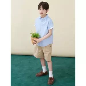 [BEANPOLE KIDS] [Essential] 시어서커 스트라이프 반소매 셔츠 - 스카이 블루 (BI6365UE3Q)
