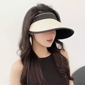 라탄 썬캡 여성 여름모자 자외선차단 돌돌이 선캡 접이식 썬바이저 3컬러