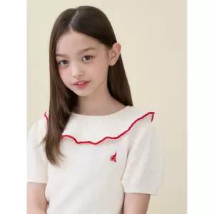 [BEANPOLE KIDS] 여아 러블리넥 면 반소매 니트  아이보리 (BI6451G020)