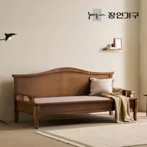 장인가구 시노 황토볼 온열스프링 보료 원목 3인용 흙소파