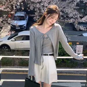 [코코블랑] 레이시 슬리브리스 가디건 세트