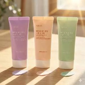 식물나라 뽀얀쌀 생기 톤업 수분 선 크림 100mL 3종 (생기,보라,초록)