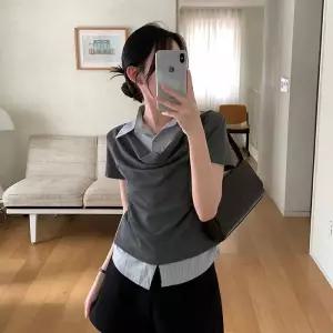 [코코블랑] 드레이프 레이어링 셔츠