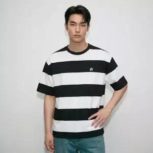 [보리보리/행텐 틴즈]남성 스몰 자수 스트라이프 반팔 티셔츠_100(10570-031-407-31)