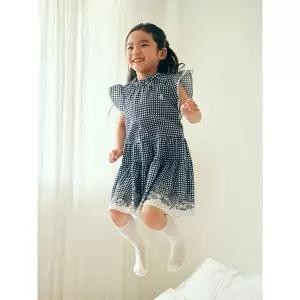 [BEANPOLE KIDS] [다리아송] 러블리 깅엄체크 시어서커 원피스 - 네이비 (BI6471G92R)