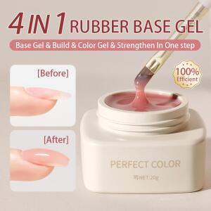 퍼펙트 컬러 4-in-1 빌더 네일 젤 20g 12가지 색상 러버 베이스 젤 폴리쉬 DIY 살롱  홈 아트 브러쉬용 연