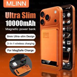 10000mAh 울트라 슬림 파워뱅크, MagSafe용, 자석 무선 20W 고속 충전, 아이폰  iWatch용 휴대용 배터리