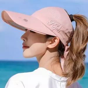 자외선 차단 썬 캡 가벼운 돌돌이 나들이 여성 썬 캡 여름 리본 와이드 스포츠 등산 골프