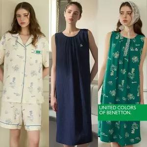 26SS  BENETTON 썸머 시어서커 여성 라운지웨어 4종(원피스2종+셋업1세트)