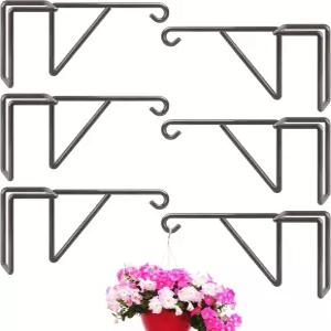 Gicare 6팩 비닐 울타리 고리 야외용 튼튼한 갈색 식물 걸이 너머 걸이용 파티오 꽃바구니 새 모이통 조명