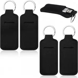 열쇠고리가 있는 4PCS 분실 엄지 플래시 드라이브 홀더 USB 케이스 소형 휴대용 가죽 스토리지 여행용 보호