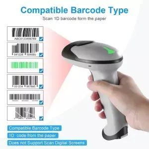 JRHC 무선 바코드 스캐너 1D 휴대용 리더기 스탠드 2.4G USB 유선 연결 플러그 앤 플레이