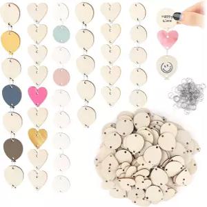 생일 캘린더 하트 풍선 원 모양 공예 태그가 있는 210Pcs 미니 목공예 세트 DIY 가족 보드 코어 차트