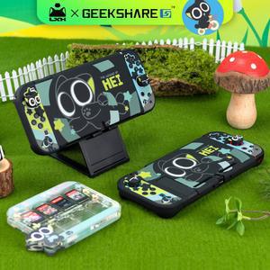 조이콘충전독 GEEKSHARE LUOXIAOHEI 스위치 2017OLED 조이콘 커버 캡용 그립 카드 도크 쉘 보관 게임 케이스 박스 가방