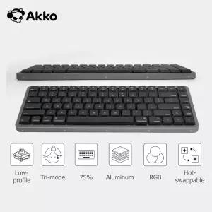 Akko Air 01 로우 프로파일 기계 키보드 75 84-키 맥 레이아웃 사용자 정의 핫 스왑 RGB 무선 개스킷