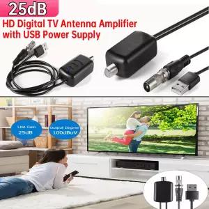 dmb안테나 HDTV 신호 증폭기 저소음 실내 HD 디지털 TV 안테나 설치 25dB 고이득 USB 전원 공급 장치 포함