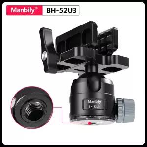 맨빌리 52mm 로우 프로파일 볼헤드 헤비 듀티 알루미늄 새들 마운트 클램프 어댑터 전문 사냥용 MAX 하중 2