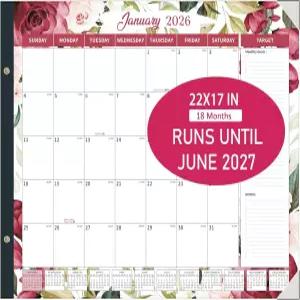 대형 데스크 캘린더 2026-2027 2026년 1월부터 2027년 6월까지 18개월 22인치 x 17인치 월간 데스크톱 패드