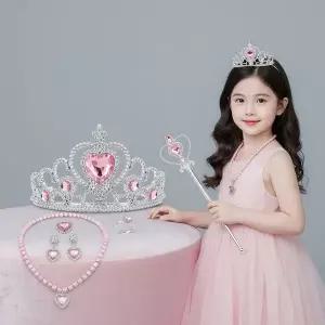 [하프클럽/]어린이 생일파티 공주 드레스 왕관 요술봉 세트 코스튬 놀이용