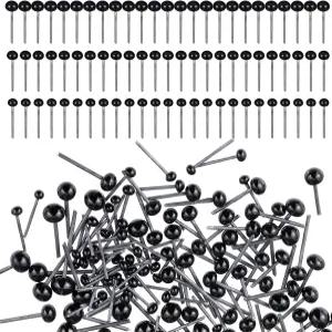 크로치팅을 위한 작은 안전 눈 공예용 150PCS 유리 2/3/4mm 검은콩 바늘 타입 인형 DIY 곰 동물 펠팅