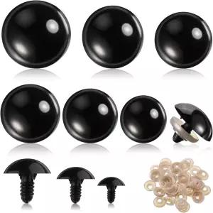 112 조각 16-30mm 대형 안전 눈 검은 코바늘 뜨개 인형 공예 플라스틱 DIY 곰 제작 용품 6가지 크기