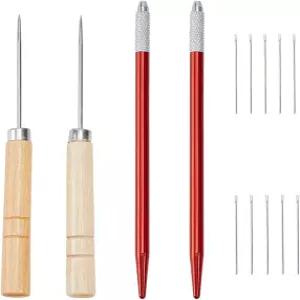 OLYCRAFT 14PCS 인형 털 뿌리 고정 키트 0.7/0.9mm 뜨개질 바늘 장치 가발 임플란트 제작 용품을 위한 우드