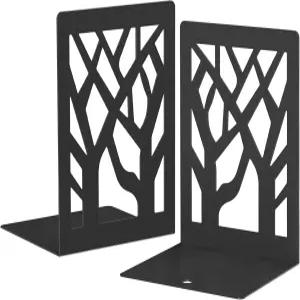 선반용 VFINE 2피스 모던 메탈 북엔드 책용 블랙 트리 책상용 장식용 정리함 홈 비스키드