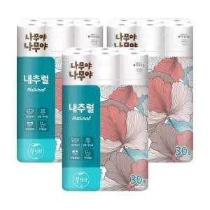 휴지 잘풀리는집 나무야 3겹 30롤 휴지x3개