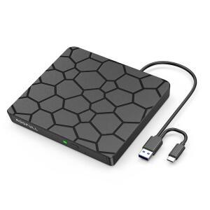 Windows 11/10/8/7 노트북 Linux PC, RF868용 노트북, USB 3.0 및 USB-C 휴대용 CD /DVD-RW 디스크 드라이브 리더 버너 라이터 플레이어