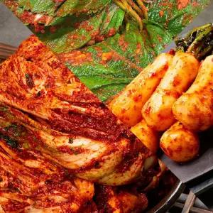 Fresh 자연락 전라도 모든재료 국내산 포기김치혼합세트 (포기3kg+총각3kg+깻잎1kg)