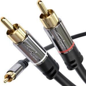 KABELDIREKT U2013 RCA PHONO 케이블 6피트 쇼트 PHONO 스테레오 오디오 COAX 남성 플러그 아날로그 디지털 서브 앰프용 어댑터 하이피스 시어터 리시버 블랙