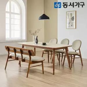 동서가구 테마 NE2 세라믹 6인 벤치 원목 식탁세트 (의자3＋벤치1) DF646250