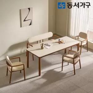 동서가구 테마 CL 2000 와이드 세라믹 6인 벤치 원목 식탁세트 (의자3＋벤치1) DF646235