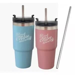 스텐 빨대 보온 보냉 텀블러 600ml 잠