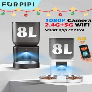 Furpipi 8L 스마트 자동 고양이 급식기 1080P HD 카메라 5G WiFi 펫 피더 투야 앱 제어 스마트 강아지 고양