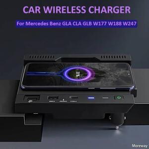 메르세데스 벤츠 W177 W188 W247 GLA GLB CLA 2019 2020 2021용 모어웨이 무선 충전기, 휴대폰 거치대, 차