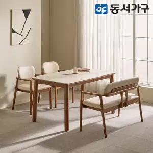 동서가구 테마 CL 세라믹 4인 벤치 원목 식탁세트 (의자2＋벤치1) DF646237
