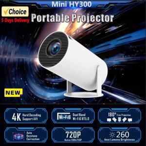 미니 소형 HY300 스마트 프로젝터 안드로이드 13 OS 네이티브 1080P 4K 지원 자동 WiFi 6 BT5.0 휴대용 홈