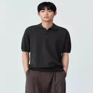 무신사 스탠다드 워셔블 수피마 코튼 니티드 폴로 셔츠 다크 그레이 1742758