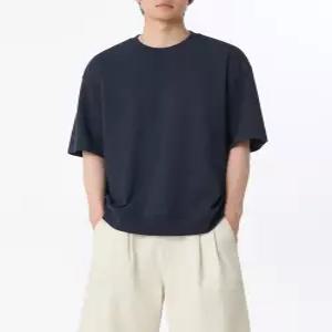 무신사 스탠다드 쿨탠다드 오버사이즈 반소매 스웨트셔츠 네이비 510090
