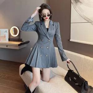 원피스 봄 가을 여친 여신 미리준비 정장 더블 긴팔 시크 OOTD3