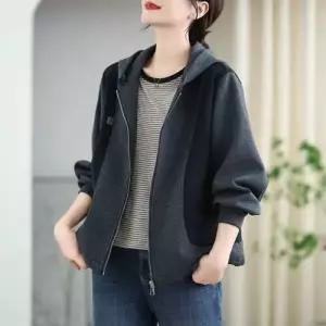여자 가을 캐주얼 후드 배색 가디건 상사 카디건 추천각 OOTD3