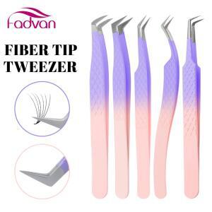 FADVAN 핀셋 슬리버 그라디언트 보라색 스테인레스 스틸 속눈썹 연장 고정밀 정전기 방지 1피스