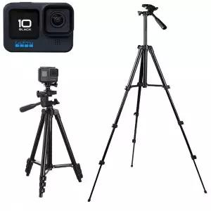 GOPRO10 호환 액션캠 카메라 스마트폰 겸용 촬영 삼각대 블랙 스탠드 (W97D2A7)