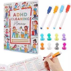 ADHD 청소 플래너 재사용 가능한 딥 클린 체크리스트 젠틀 데일리 및 주간 시스템 깔끔한 마음 번들 방수