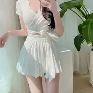 여성 투피스 수영복 여성 랩 수영복 스커트형 반팔 체형커버 해변 WFNPMAM