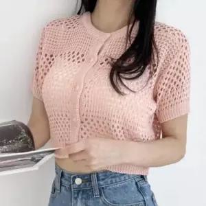 여성 여름 썸머 그물 크롭 니트 반팔 가디건 여자 가디건