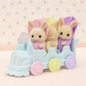 실바니안키링 실바니안 패밀리 밀크토끼 세 쌍둥이의 목욕 놀이 인형 피규어 장난감 세트