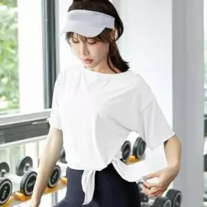 필라테스 요가 반팔 상의 옆트임 살짝묶어 포인트 요가복